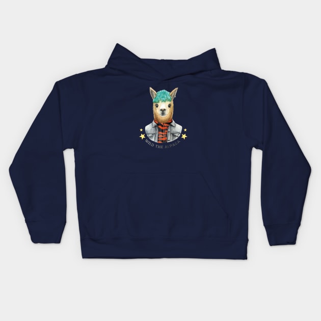 Watercolor Wild the alpaca Kids Hoodie by fears